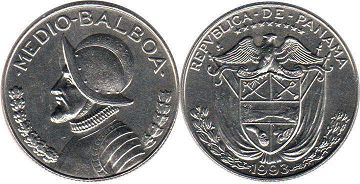 moneda Panamá 1/2 balboa 1993
