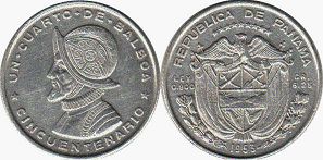 coin Panama 1/4 balboa 1953
