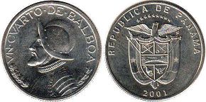 moneda Panamá 1/4 balboa 2001
