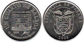 moneda Panamá 1/4 balboa 2008 hospital infantil