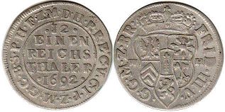 coin Brandenburg-Prussia 1/12 taler 1692