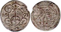Münze Sachsen 3 pfennig (dreier) 1693