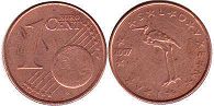 mynt Slovenien 1 euro cent 2007