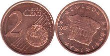 mince Slovinsko 2 euro cent 2007