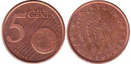 coin Slovenia 5 euro cent 2007