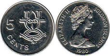 coin Solomon Islands 5 cents 1980