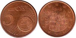 moneta Hiszpania 5 euro cent 2012