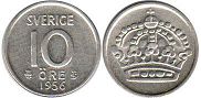 coin Sweden 10 ore 1956