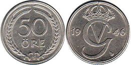 coin Sweden 50 ore 1946