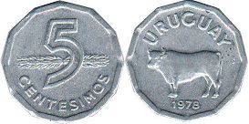 moneda Uruguay 5 centesimos 1978
