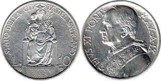 moneta Vatican 10 lira 1930
