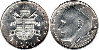 moneta Vatican 500 lira 1980