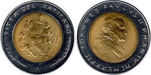 moneta Vatican 500 lira 1982