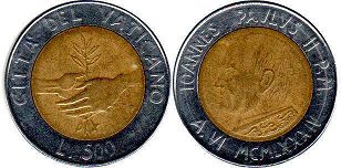 coin Vatican 500 lira 1984