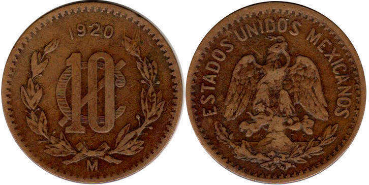 Mexican coin 10 centavos 1920