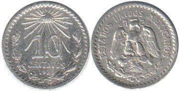 Mexican coin 10 centavos 1925