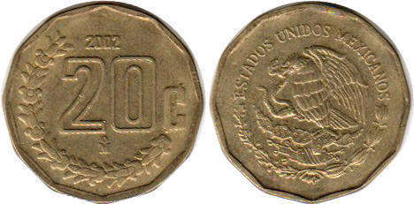 Mexican coin 20 centavos 2002