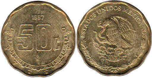 Mexican coin 50 centavos 1995