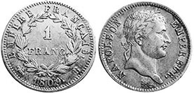 moneda Francia 1 franco 1809