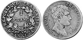 pièce de monnaie France 1 franc 1802
