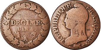 piece France 1 decime 1795