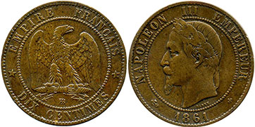 piece France 10 centimes 1861