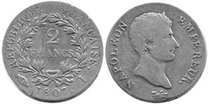 coin France 2 francs 1807