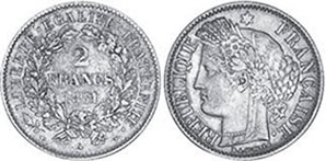 moneda Francia 2 francos 1851
