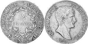 pièce de monnaie France 2 francs 1803