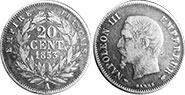 piece France 20 centimes 1853