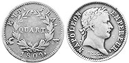 moneda Francia 1/4 de franco 1809