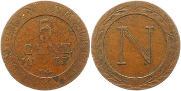 moneda Francia 5 céntimos 1806