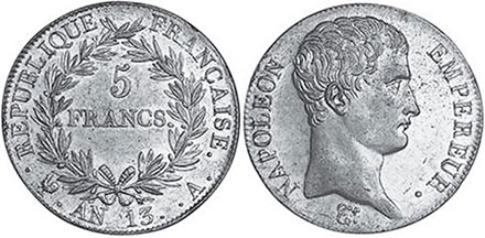 piece France 5 francs 1805