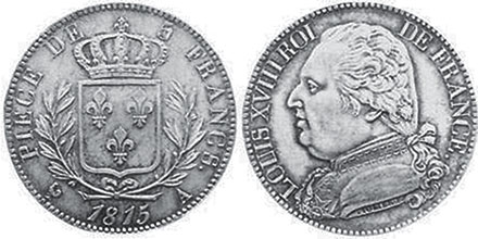 moneda Francia 5 francos 1815