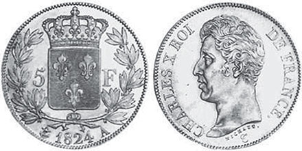 coin France 5 francs 1824