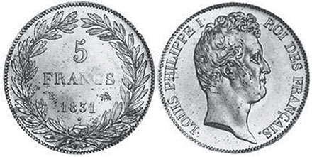 moneda Francia 5 francos 1831