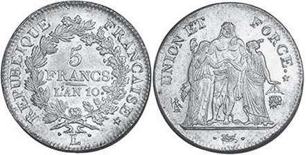 moneda Francia 5 francos 1801