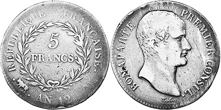 pièce de monnaie France 5 francs 1803