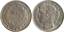 moneda Francia 50 céntimos 1851