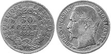 moneda Francia 50 céntimos 1852