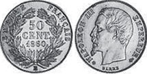 moneda Francia 50 céntimos 1860