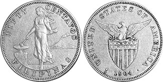 coin Philippines 50 centavos 1904