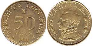 moneda Argentina 50 pesos 1981
