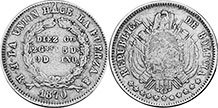 coin Bolivia 10 centavos 1870
