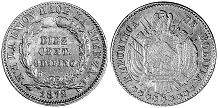 moneda Bolivia 10 centavos 1872