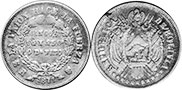 moneda Bolivia 5 centavos 1871