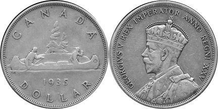 coin canadian old coin 1 dollar 1935