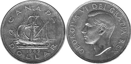 piece canadian old monnaie 1 dollar 1949