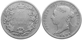 piece canadian old monnaie 25 cents 1899