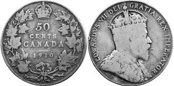 piece canadian old monnaie 50 cents 1910